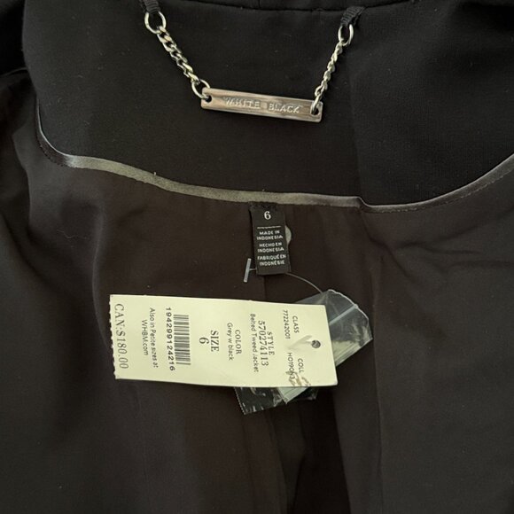 NWT! White House Black Market blazer size 6 sparkly tweed wool plaid jacket - Picture 9 of 12